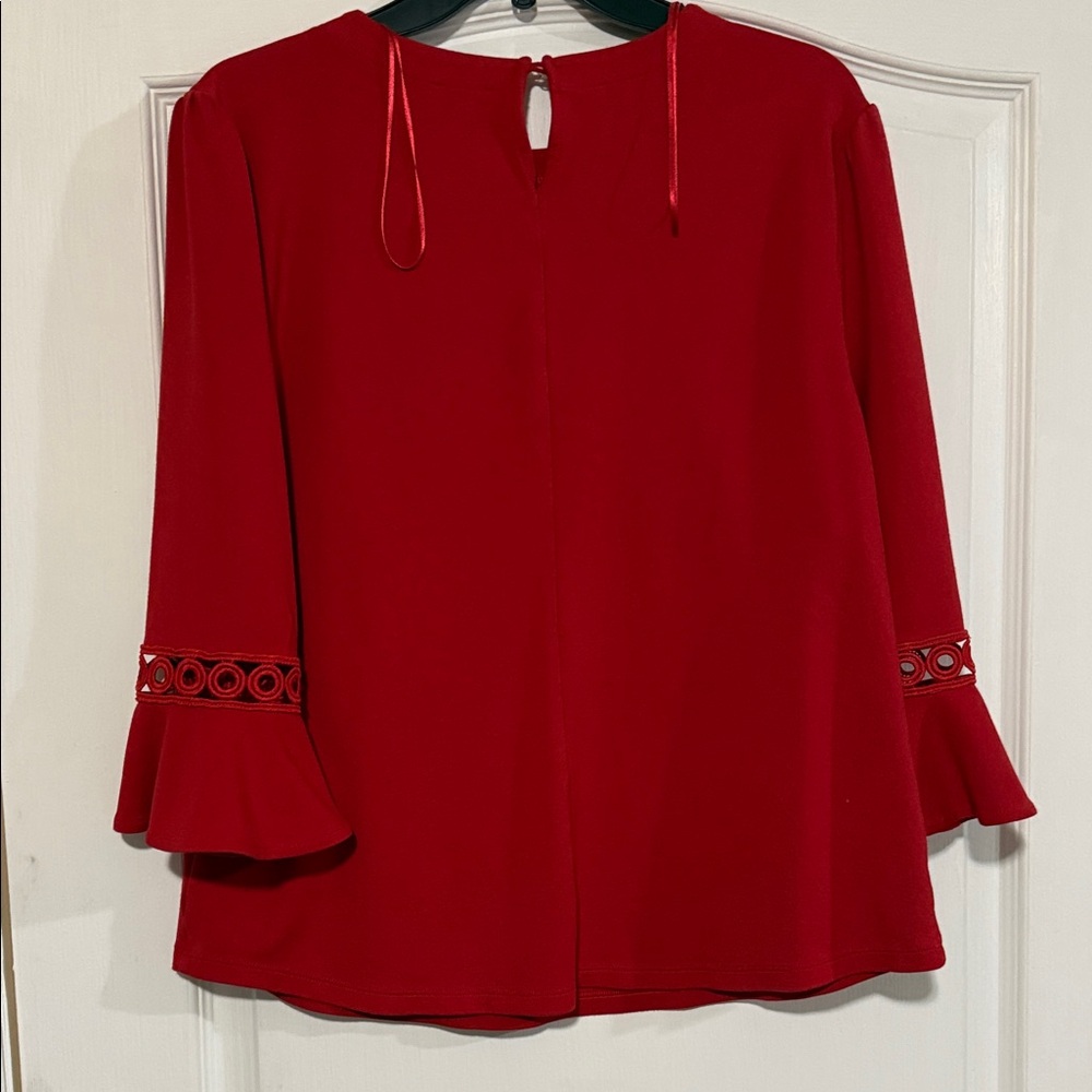 The Limited Red Blouse with Bell Sleeves - Picture 6 of 11